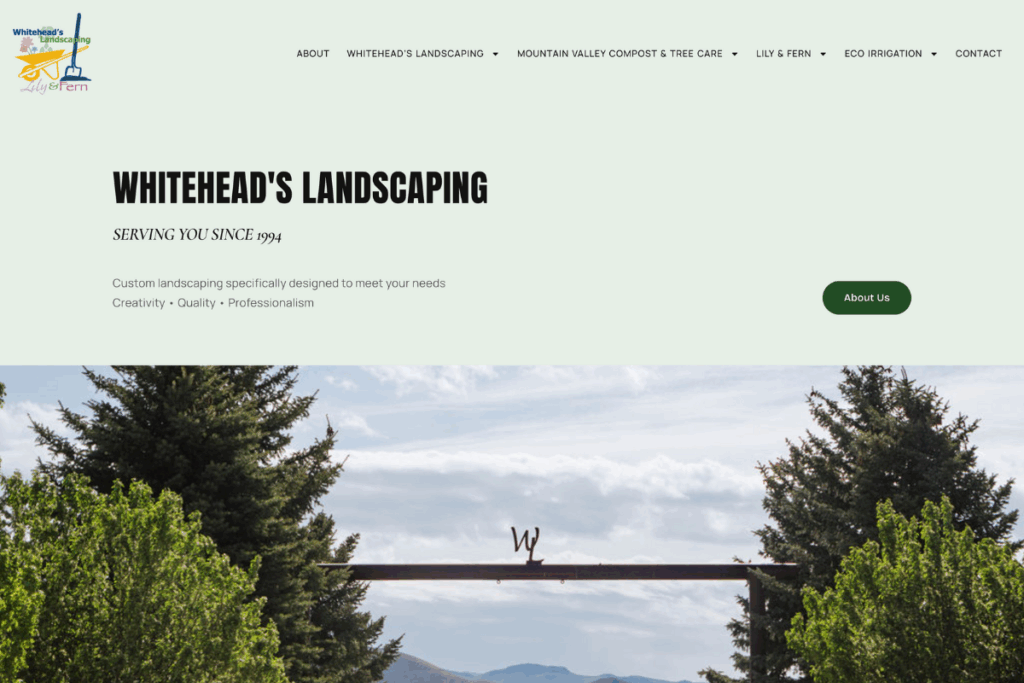 Whitehead Landscaping|Eco Irrigation|Lily & Fern|Mountain Valley Compost Tree Care |Custom Gardens|Compost Tea|Tree Farm|Sustainable Landscaping|Full Service Landscaping|Organic Soil