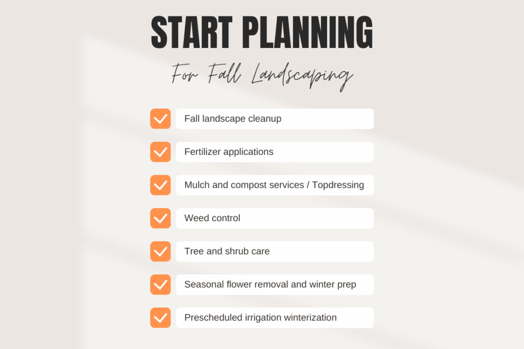 fall landscaping Sun Valley|Hailey fall cleanup|Ketchum|mulch & compost|topdressing|pre-winter fertilizer|weed control|tree & shrub care|irrigation winterization|Whitehead Landscaping|Idaho